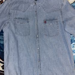 Boot Barn Jean Button Up Shirt Men's XL Long Sleeve Blue Denim