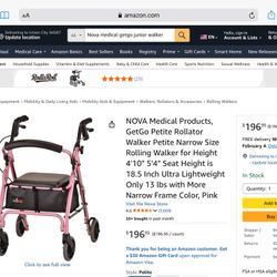 Nova Getgo Petite Rolling Walker, Purple Color