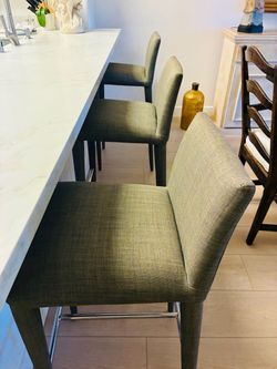 Set of 3 Upholstered Counter Stools