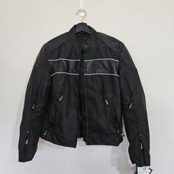Xelement Waterproof Leather & Textile Motorcycle Jacket Padded Black Small NWT Flaw