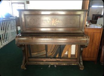 Antique Upright Piano with Inlay Detail