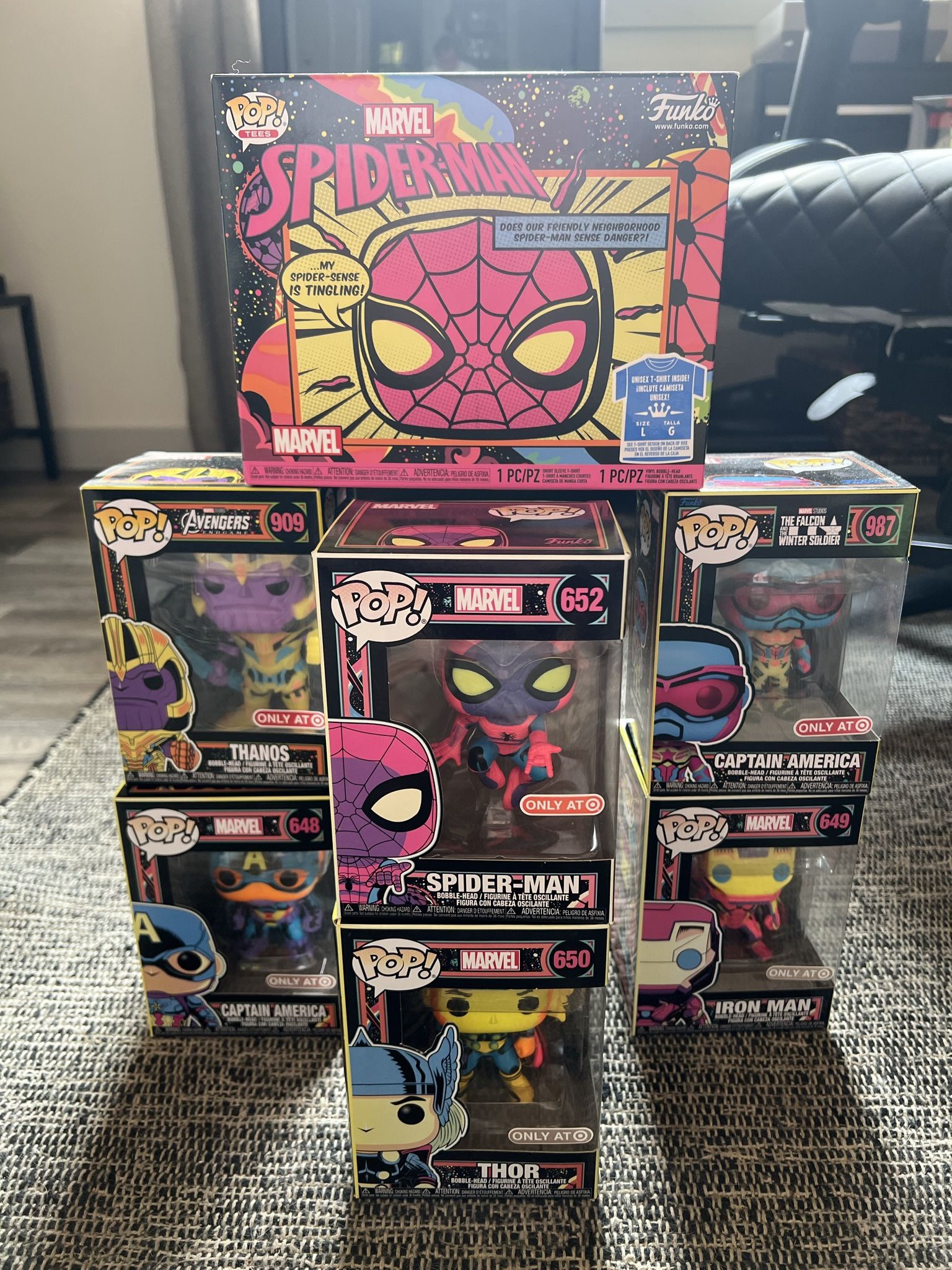 Funko Pop Spider Man Marvel Blacklight Lot