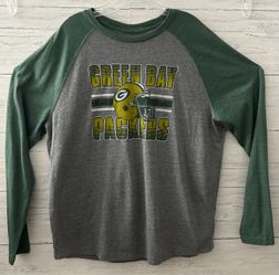 Green Bay Packers Majestic Men’s XL Long Sleeve Raglan Shirt NFL Gray Green