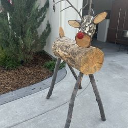 Wooden Handmade Christmas Reindeer 