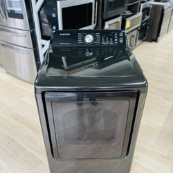 Samsung - 7.4 cu. ft. Large Capacity Front Load Gas Dryer with Sensor Dry - Brushed Black Model:DVG45TV/A3 2CX