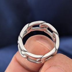 👌✨Vintage Handmade 925 Sterling Silver Cuban Link Chain Ring SIZE 7👍