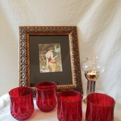 Cristal D' Arques Red Double Old Fashioned Barware Cocktail  Glasses