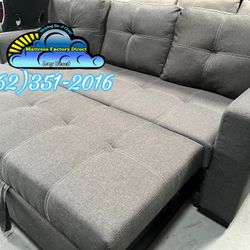 Grey Sofa Futon Extended Leg Rest- Sofa Cama Gris 