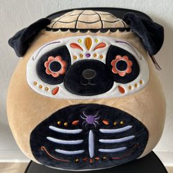 Squishmallow Prince the Pug 12” DOTD Sugar Skull NWT HTF