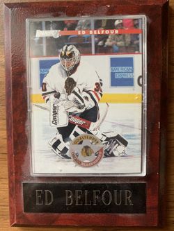 Ed Belfour Donruss Trading Card On A plaque