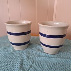 Robinson Ransbottom Roseville Crock Blue Stripe 1 Qt Jar Stoneware 