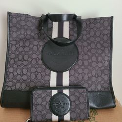 Large COACH Tote And Wallet Black Grey