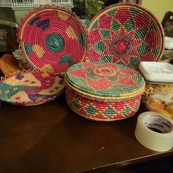 Decorative Trays and a round basket