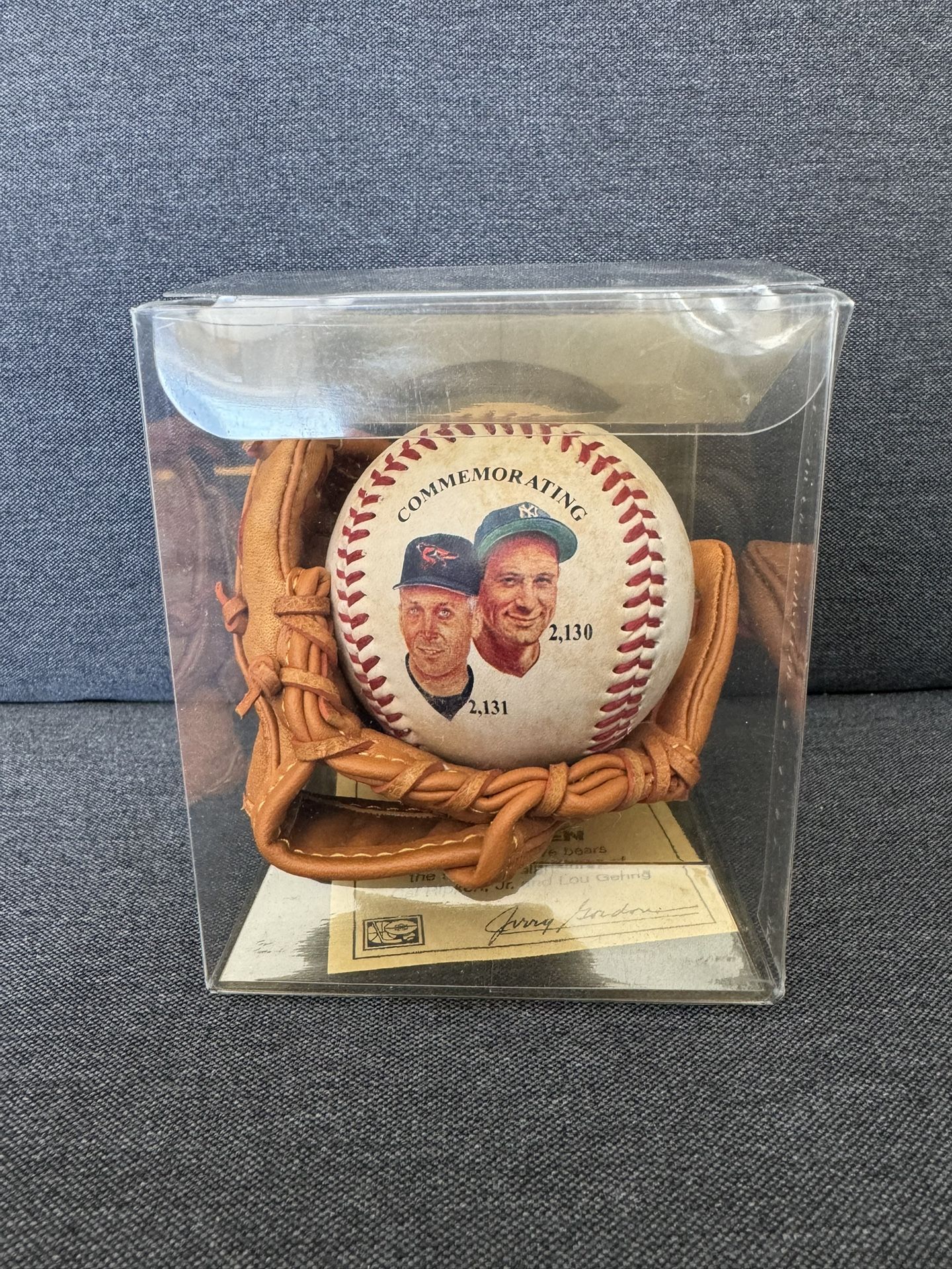 Ironmen Commemorative Baseball & Glove signed in box -Lou Gehrig Cal Ripken Jr