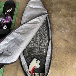 Surfboard With Bag And Fins