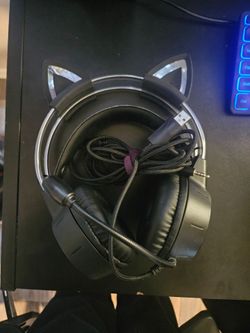 Black Cat Ear Gaming Headset with Mic