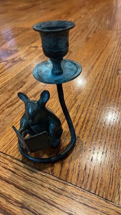 Vintage Candleholder Mice Holding Something