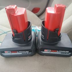2 Milwaukee M12 High Output Xc5.0 Batteries 