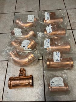 Wrought & brass press fitting , size 3” 90” elbow , press copper tee 3” and 2 x2x 1 1/2