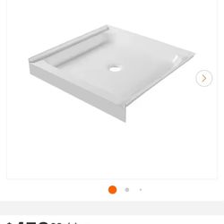36 in. L x 36 in. W Alcove Threshold Shower Pan Base with center drain in white