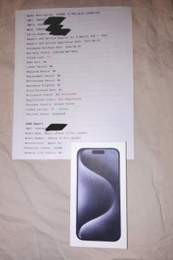 FACTORY SEALED IPHONE 15 PRO 256GB FULLY FACTORY UNLOCKED 