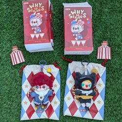 Pop Mart "Why So Serious" Dimoo Flame Clown & Molly String Puppet Plush Set New Open Box
