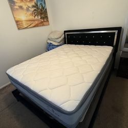 BED FRAME, BOX SPRINGS AND A 12’ HYBRID MATTRESS