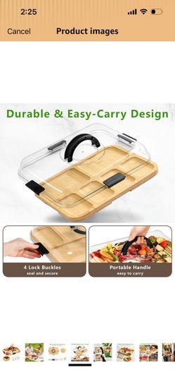 NEW Portable Charcuterie Board with Lid & Knife Set, Bamboo Double-Sided Locking Design, Travel Board for Party, Picnics & Housewarming Gift