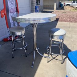 Antique Table And Barstools