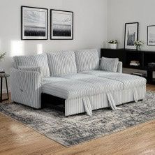 New Faux Fur Sectional With Pullout Bed.  Grey Or Brown.  58x32x32H; St Ht 17”xSt DP 20”-58”.  Free Delivery!