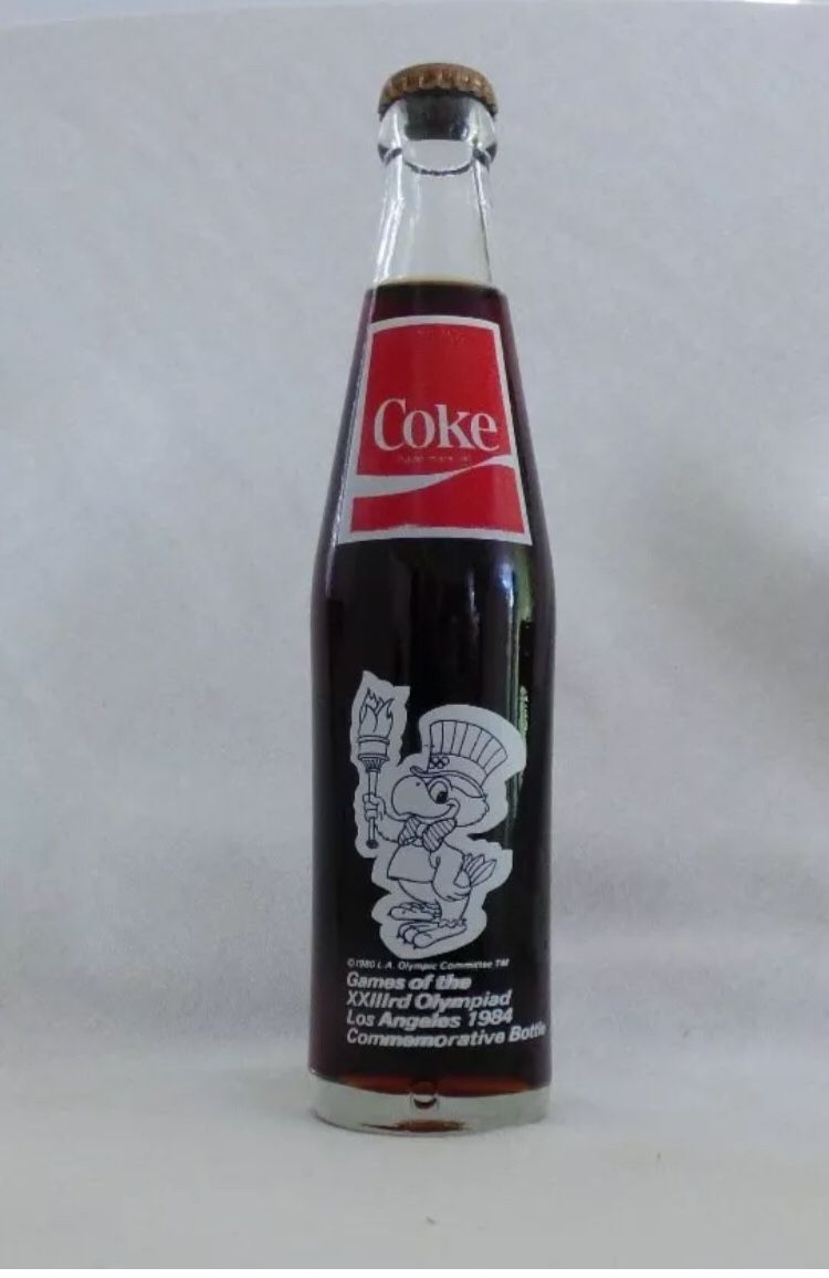 1980 Coca Cola L.A. Olympic Committee Commemorative 1984 Soda Pop Bottle 10 oz 40 year old bottle