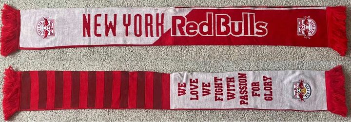 New York Red Bulls We Love We Fight With Passion For Glory Patch Soccer Scarf