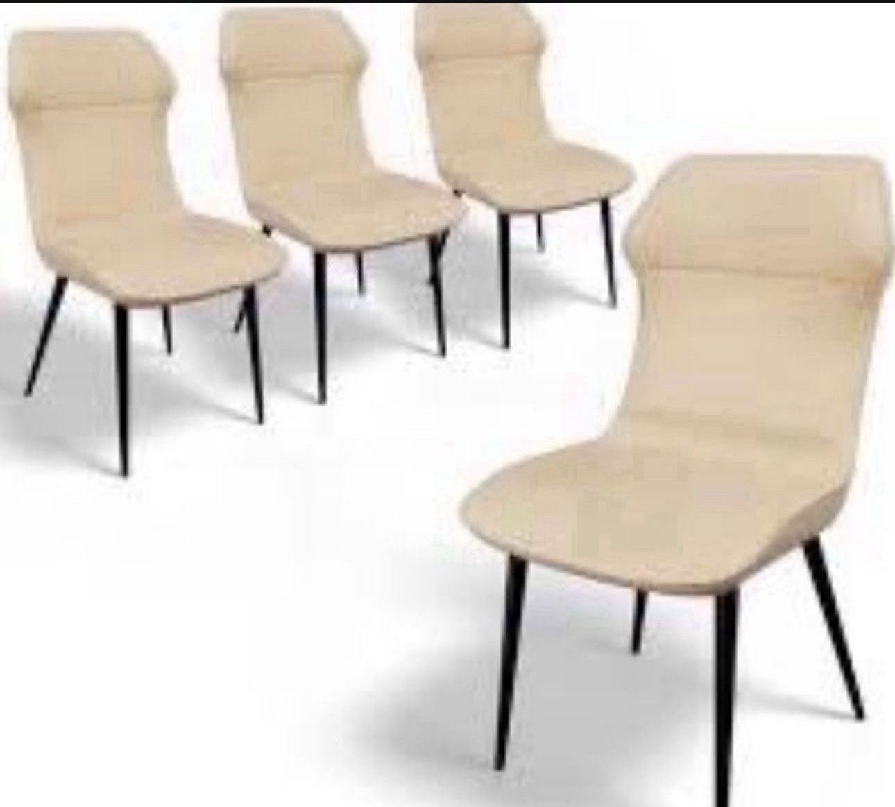 Dining Chairs Set of 4,Classic Fabric Biggest Cushion Seat,Sturdy Metal Legs and Ergonomic backrest,Modern Kitchen Dining Room Chairs,Beige