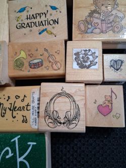 16 Random vintage  wood  stamps