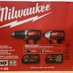 M18 18V Lithium-Ion Cordless Drill Driver/Impact Driver Combo Kit (2-Tool) W/ Two 1.5Ah Batteries, Charger Tool Bag