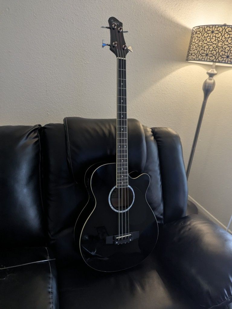 GLARRY Full Size Acoustic Electric Bass Guitar w/ Bag and Strap