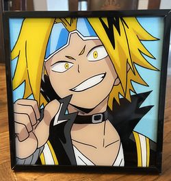 Reverse Painting of Denki Kaminari - My Hero Academia - 8.5”x8.5”