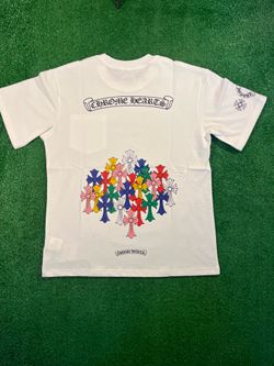 White multicolor chrome hearts tee