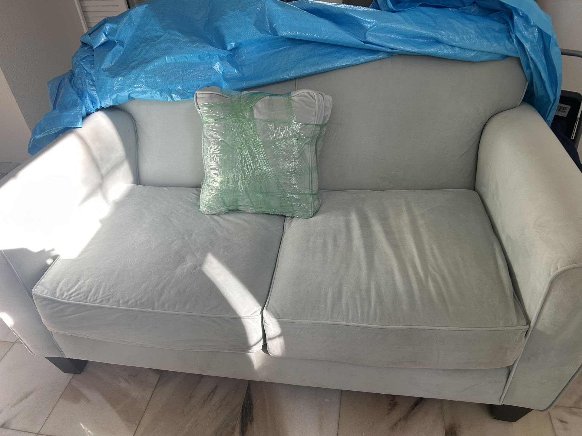 Light Blue Sofa And Love Seat Set