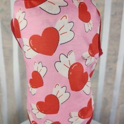 Dog red and pink flying hearts Valentine's Day Shirt size XS