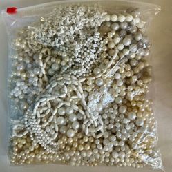 White Plastic Bead Strand Necklace Lot