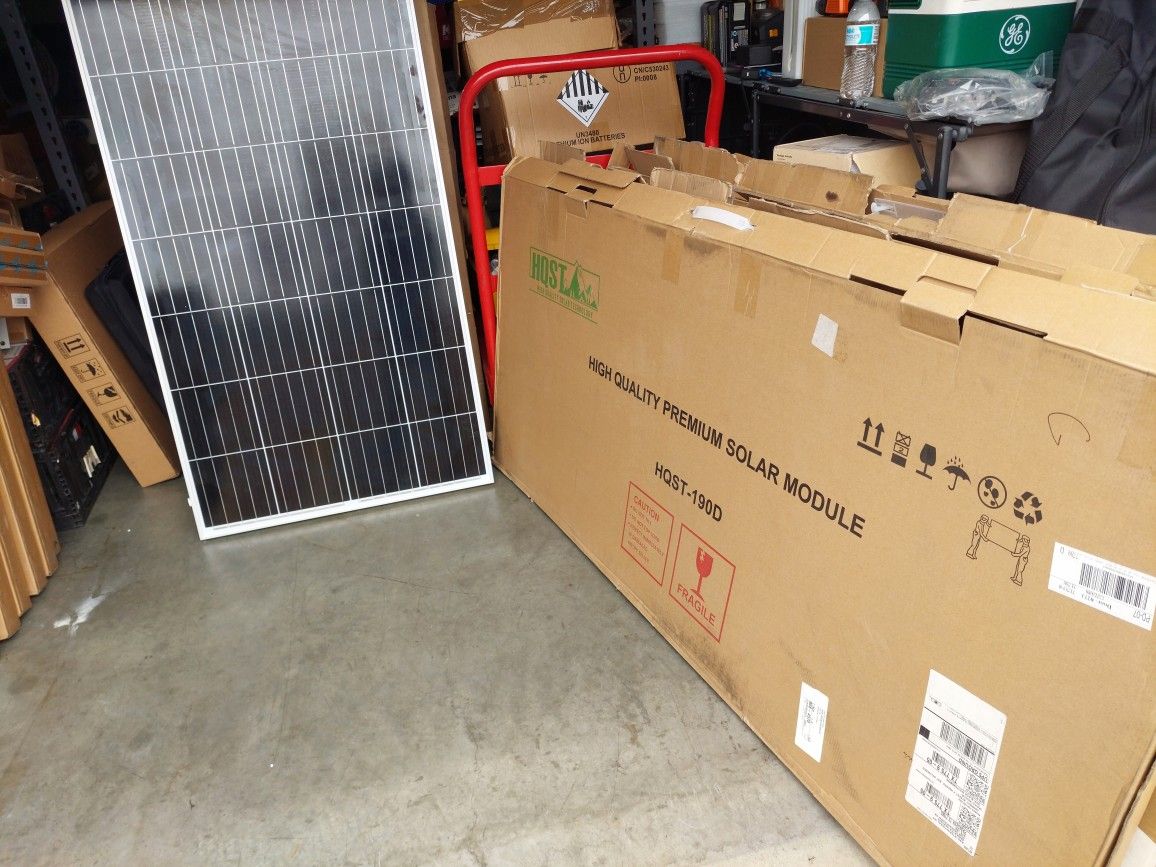 HQST Solar Panel 190 Watt 12 Volt, High-Efficiency Monocrystalline PV Module Power Charger for RV Marine Rooftop Farm Battery and Other Off-Grid A