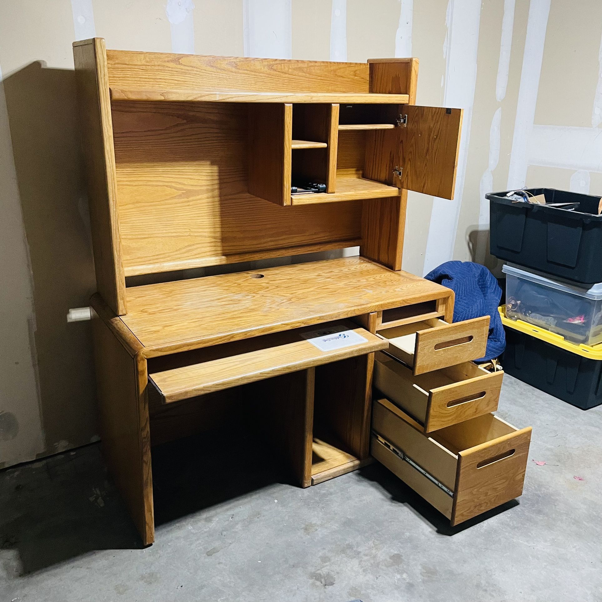 OBO Free Delivery & Set Up Sturdy Wood Desk with Golden Oak Finish
