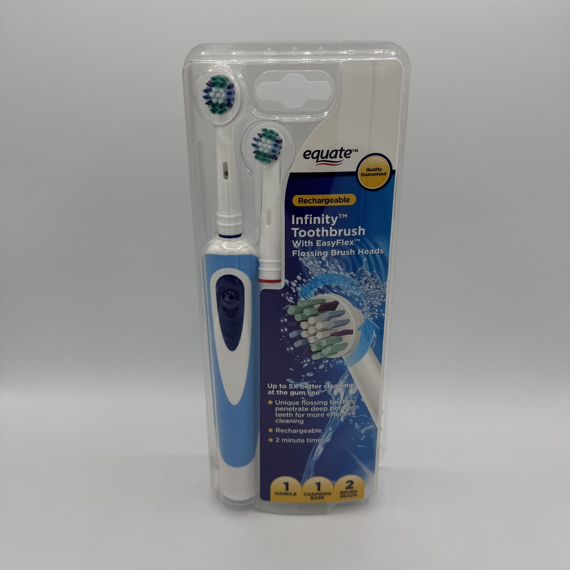 Equate Rechargeable Infinite Toothbrush With Easy Flex Flossing Brush Heads