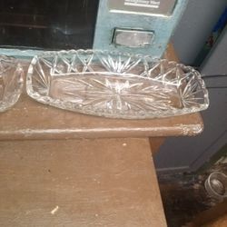 2 glass relish dishes