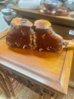 Vintage burlwood bookends book holders