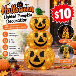 Halloween Lighted 3-Tier Pumpkin Decoration