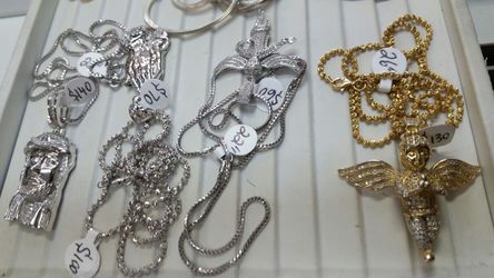 .925 sterling silver gold angel with 26 inch beaded chain gold over silver