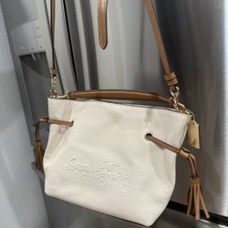 Coach Horse and Carriage Leather Andy Tote Bag Chalk