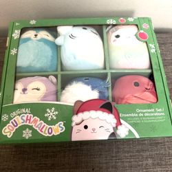 New Set of 6 Squishmallows 4” Christmas Holiday Plush Ornaments 